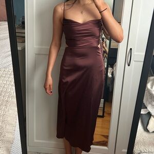 Brown/Burgundy Midi Dress